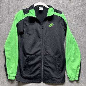 Nike Track Jacket Boys XL Black Green‎ Zip Sweater High Visibility Logo